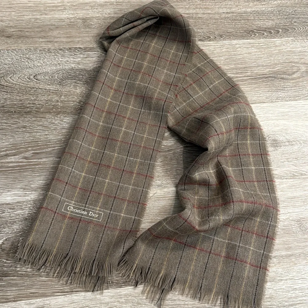 Christian Dior vintage wool plaid scarf